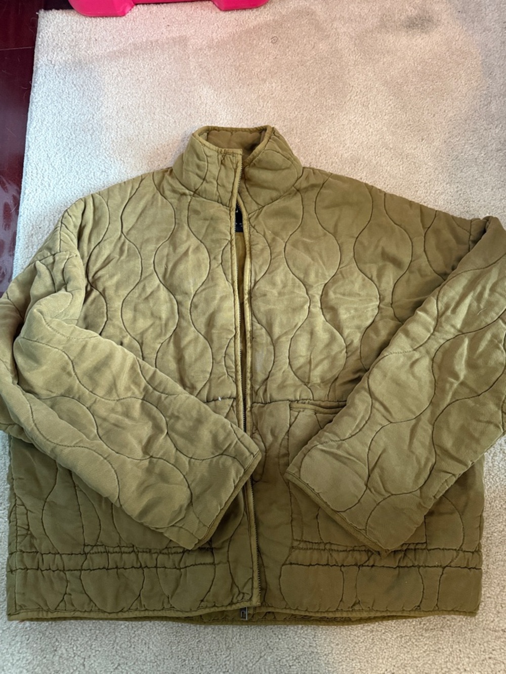 Zara quilted olive color, jacket, small crop